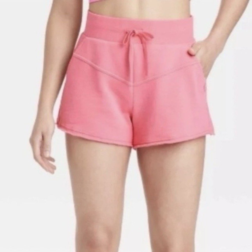 Joy Lab Sweat Shorts Sz Large Women's Pink French Terry New Knit Basque‎ Waist L